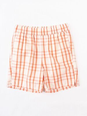 Шорты из плотного хлопка для мальчика с карманами цвет молочный/оранжевый/клетка рост 104 см H&M