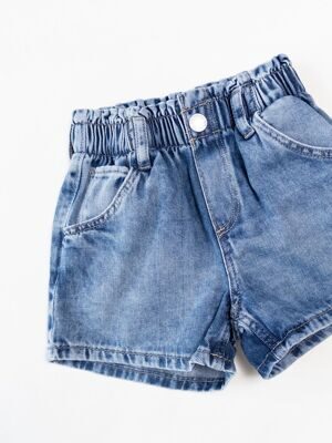 Шорты джинсовые для девочки талия на резинке застежка кнопка с карманами цвет синий рост 92 см H&M