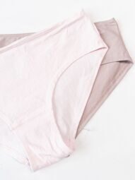 Трусы хипстеры хлопковые женские комплект из 2 шт цвет бежевый/светло-розовый размер EUR L (rus 46-48) H&M