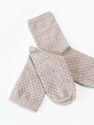 Носки хлопковые для девочки цвет бежевый принт точка длина стопы 18-20 см размер обуви 29-31 H&M
