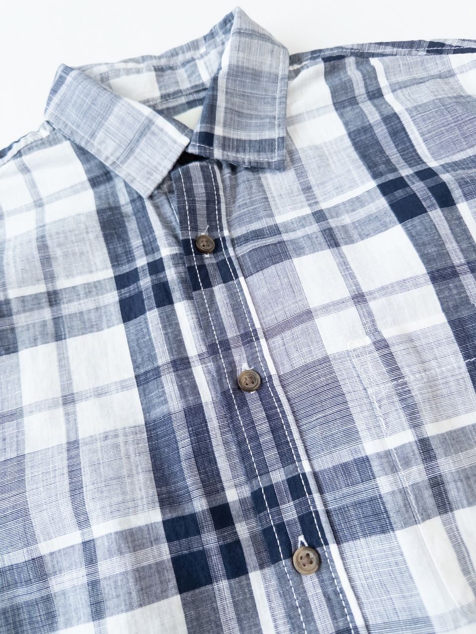 Легкая хлопковая мужская рубашка цвет серый/клетка размер EUR S (rus 46) C&A