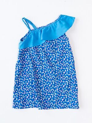 Платье легкое с воланами цвет синий/цветной горошек/сердечки на рост 110 см 4-5 лет OVS