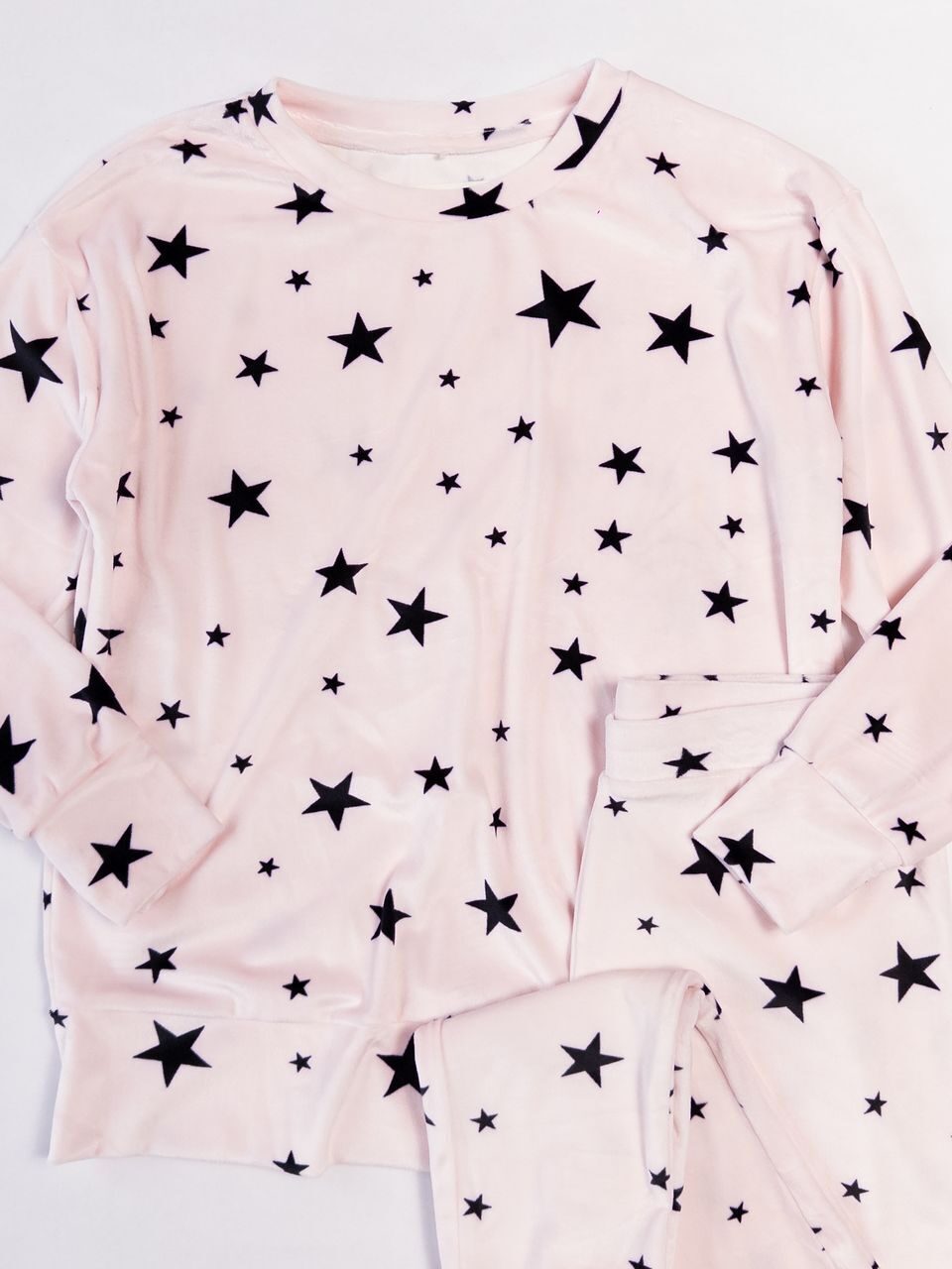 Комплект женский велюровый домашний джемпер + брюки цвет розовый с принтом размер UK 8-10 (rus 42-44) George