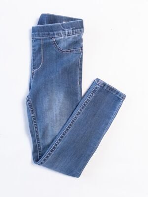 Джеггинсы цвет синий с карманами сзади, эластичная талия для девочки на рост 110 см H&M