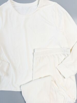 Комплект женский домашний плюшевый джемпер + брюки цвет молочный размер UK 20-22 (rus 60-62) George