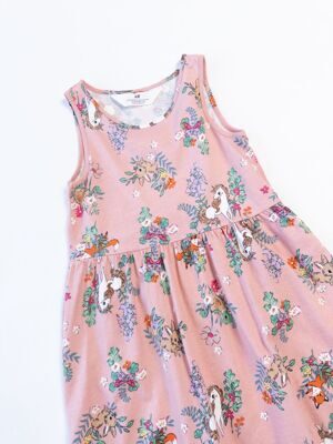 Платье хлопковое для девочки цвет пыльная розы с принтом рост 110/116 см H&M