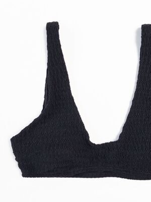Топ из жатой ткани женский со вставными чашками цвет черный размер EUR 34 ( rus 40) H&M