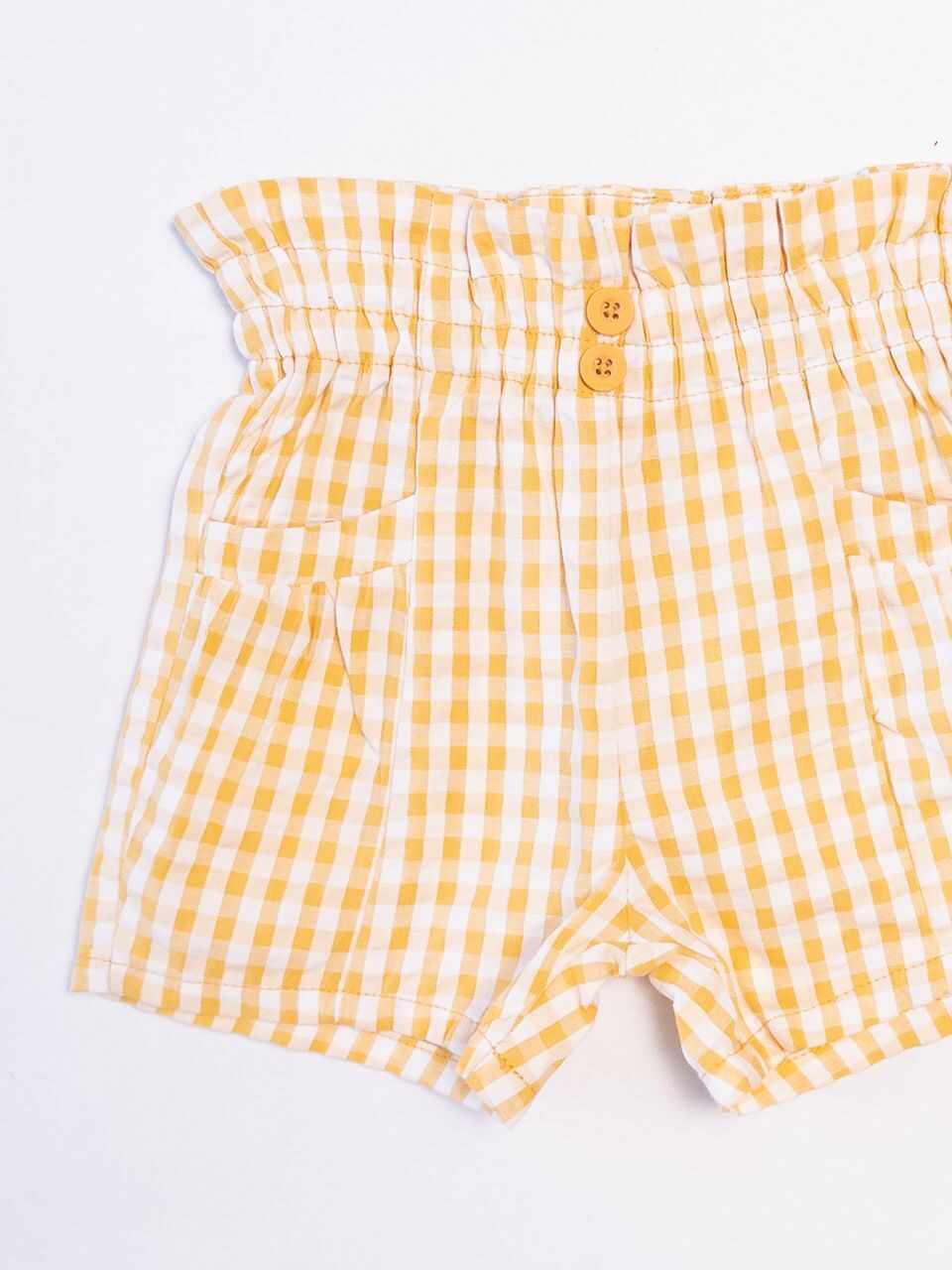 Шорты хлопковые для девочки с карманами  цвет желтый/белый/клетка  рост 74 см Primark