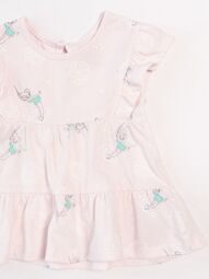 Платье хлопковое для девочки на пуговице сзади со сборками на плечах цвет светло-розовый принт DISNEY рост 62 см Primark