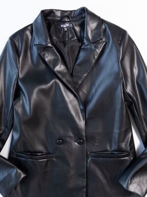 Пиджак из искусственной кожи цвет черный размер EUR 38 (rus 44-46) MISSGUIDED