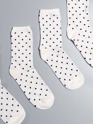 Носки хлопковые для девочки комплект из 2 пар цвет белый/черный принт горох длина стопы 20-22 см размер обуви 32-34 H&M