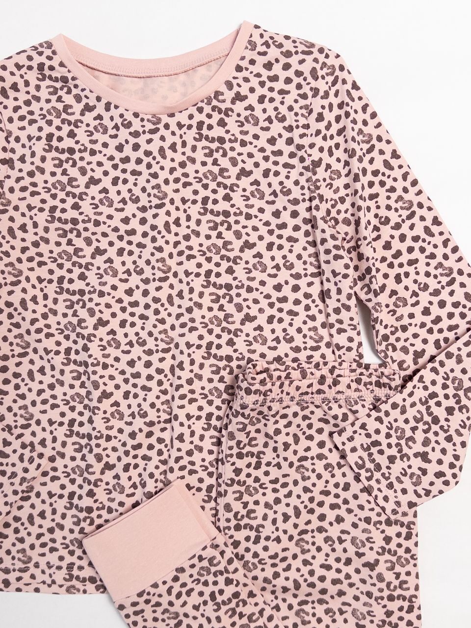 Пижама хлопковая для девочки цвет розовый принт леопард рост 116-122 см George
