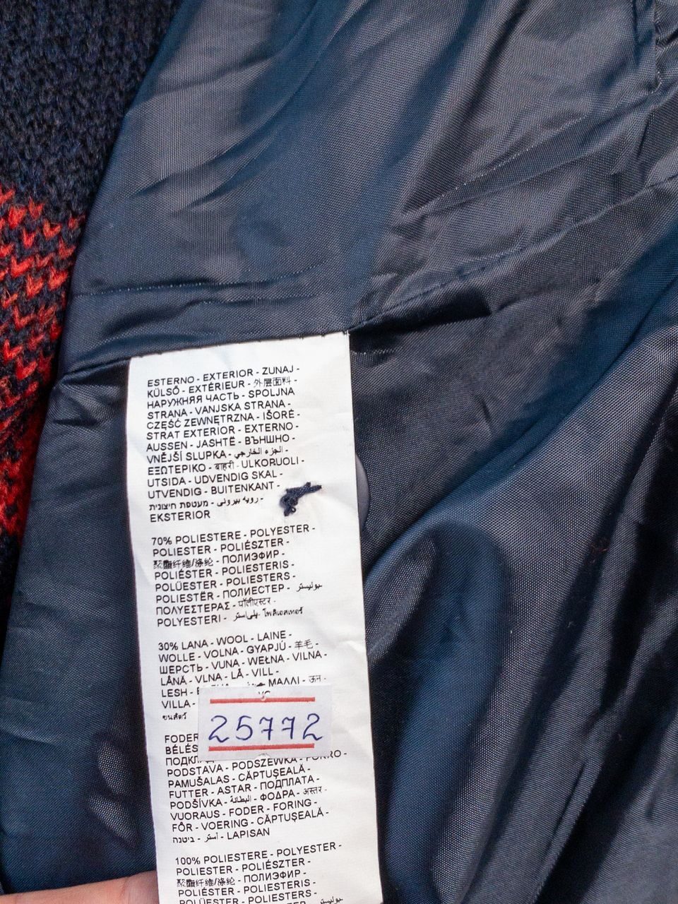 Пальто для мальчика с примесью шерсти на подкладке капюшон отстегивается цвет красный/черный/клетка на рост 146 см 10-11 лет OVS