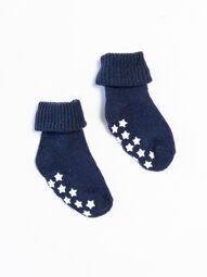Носки хлопковые с антискользящей стопой цвет темно-синий длина стопы 8-10 см 0-6 мес Primark