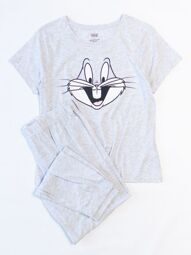 Комплект хлопок 55% женский футболка + брюки с манжетами цвет серый принт LOONEY TUNES размер EUR 42/44 (rus 50-52) Primark