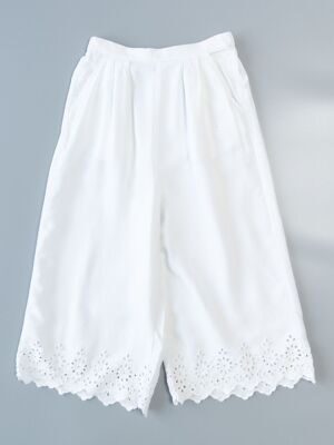 Брюки-кюлоты из лиоцела с английской вышивкой/карманами для девочки цвет белый рост 158 см (rus 38-40) RESERVED