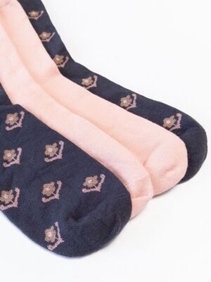 Носки хлопковые комплект из 2 пар цвет темно-серый/пудровый принт цветы длина стопы 22-24 см размер обуви 35-38 H&M