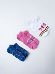 Носки хлопковые короткие комплект из 3-х пар цвет белый/синий/розовый/принт 39-42 (25-27 см) lupilu