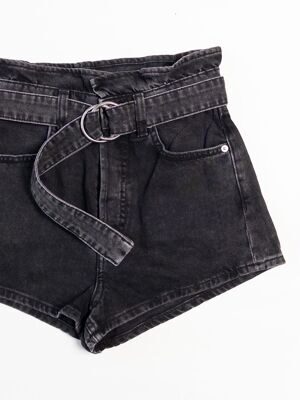 Шорты джинсовые женские цвет графитовый с карманами застежка пуговица со съемным ремнем размер EUR 34 ( rus 40) H&M