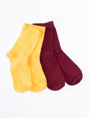 Носки хлопковые комплект из 2 пар цвет бордовый/желтый длина стопы 20-22 см размер обуви 32-34 H&M