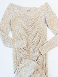 Платье облегающее женское из жатого хлопкового трикотажа цвет бежевый принт леопард размер eur L (rus 48-50) H&M