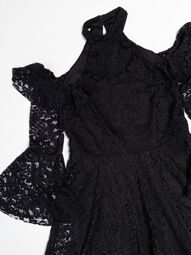 Платье кружевное с открытыми плечами на подкладке цвет чёрный  размер  UK 12 (rus 46) BY VERY