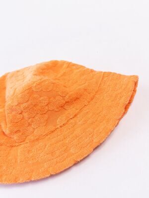 Панама двухслойная для девочки цвет оранжевый, махровый принт цветы на возраст 1-2 года (окружность головы 47-49 см) Primark