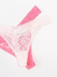 Трусы стринги кружевные женские комплект из 2 шт цвет светло-розовый/розовый размер EUR XL (rus 48-50) H&M