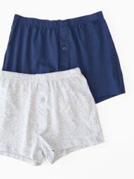 Трусы-шорты хлопковые для мальчика комплект из 2 шт  с гульфиком цвет синий/серый рост 128-135 см George