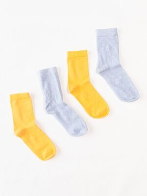 Носки хлопковые комплект из 2 пар цвет желтый/голубой длина стопы 18-20 см размер обуви 29-31 H&M