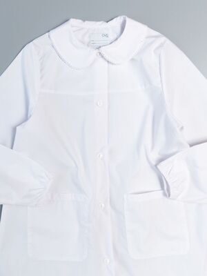 Платье-халат для девочки на пуговицах с воротником цвет белый на рост 152 см 11-12 лет OVS