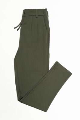 Брюки из вискозы с карманами для девочки с утягивающей резинкой в поясе цвет зеленый хаки на рост 152 см 12 лет KIDS ONLY