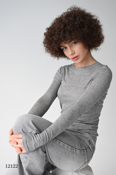 Лонгслив из полупрозрачной ткани цвет графит (12122)