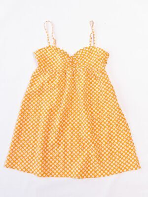 Платье из креповой ткани женское с V-образным вырезом на регулируемых бретелях с боковой молнией цвет апельсиновый принт цветы размер EUR 38 ( rus 42-44) H&M