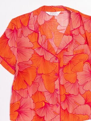 Рубашка из вискозы женская цвет оранжевый/розовый с принтом размер EUR 34/36 (rus 40-42) Primark