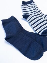 Носки хлопковые для мальчика комплект из 2 пар цвет синий/белый/полоска длина стопы 18-20 см размер обуви 29-31 H&M