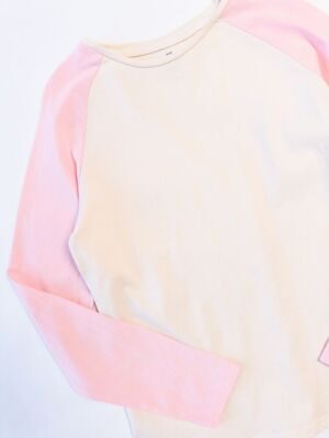 Лонгслив хлопковый для девочки рукава реглан цвет молочный/розовый рост 134/140 см H&M