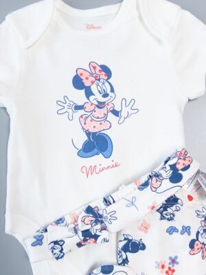 Комплект хлопковый для девочки боди + ползунки + повязка на голову цвет белый/синий принт Mickey Mouse  рост 74 см Primark