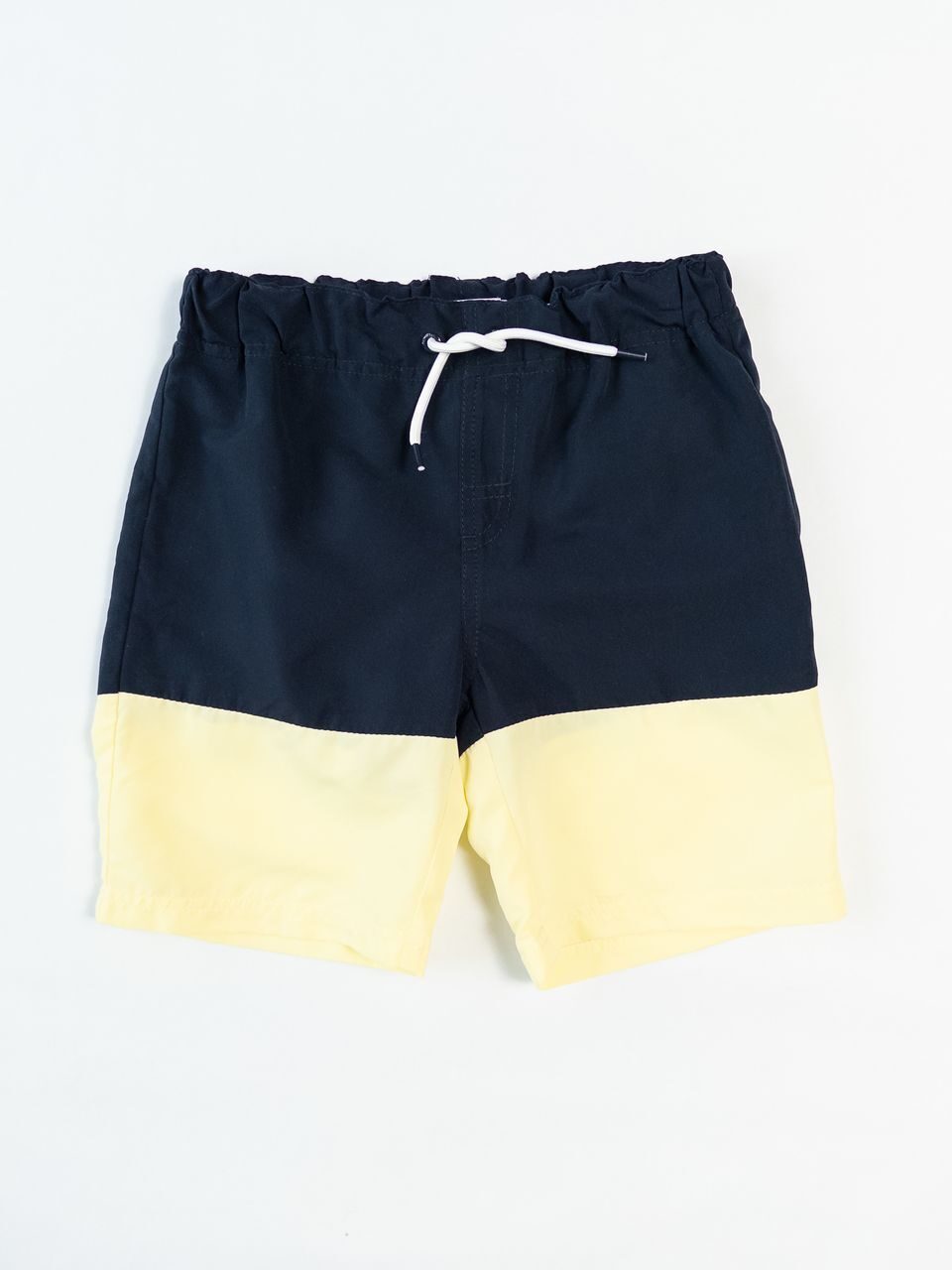 Шорты пляжные на подкладке для мальчика с утягивающей резинкой в поясе цвет синий/желтый на рост 128 см 7-8 лет name it