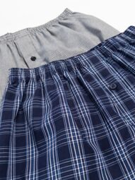 Трусы шорты с гульфиком мужские 35% хлопок комплект из 2 шт. цвет серый/синий/клетка размер EUR M Primark