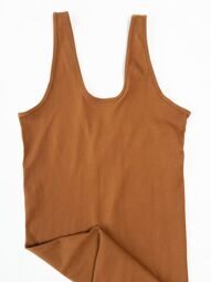 Платье бесшовное полиамид 93% женское в рубчик цвет коричневый размер EUR L rus (48-50) H&M