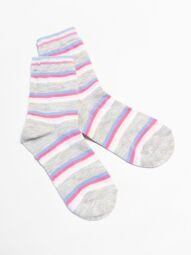 Носки хлопковые длинные для девочки цвет серый/белый/розовый/полоска длина стопы 18-20 см (размер обуви 29-31 ) Primark