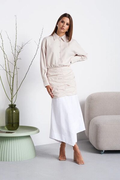 Платье в длине макси из двух видов ткани 44 размер Sham Sham