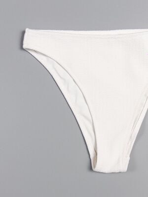 Плавки бикини из рельефной ткани женские на высокой талии цвет белый размер EUR 34 ( rus 38-40) H&M