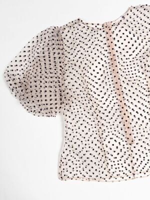 Блуза капроновая рукава-фонарики сзади на молнии цвет пудровый размер UK 16 (rus 50) BY VERY
