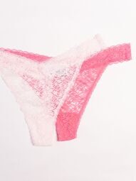 Трусы стринги кружевные женские комплект из 2 шт цвет розовый/светло-розовый размер EUR XXL (rus 52-54) H&M