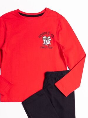 Пижама хлопковая для мальчика футболка + брюки цвет  красный/черный с принтом  на рост 128 см Primark