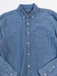 Рубашка из тонкого денима с длинным рукавом на пуговицах/карманом цвет синий размер S Primark