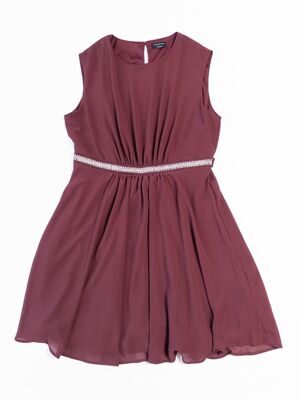 Платье легкое на подкладке отделка в поясе из бусин страз цвет бордовый размер EUR 44 (rus 50) C&A