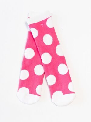Носки махровые для девочки с антискользящей стопой цвет розовый/белый принт горох длина стопы 20-22 см размер обуви 32-34 OVS